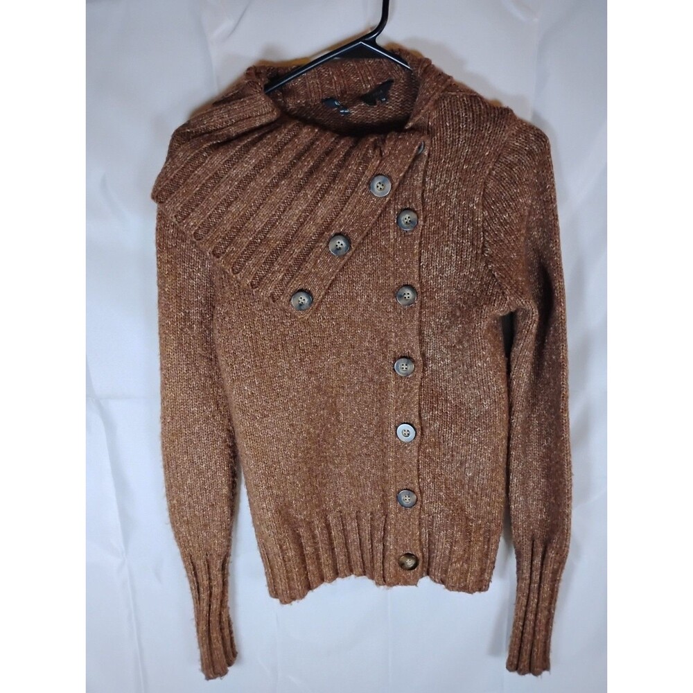 Women's BCBG Maxazria Xs Sweater Wool Blend Thick Knit Brown Heather